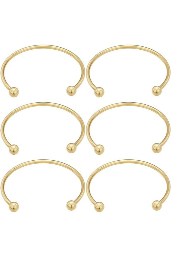 6Pcs 18K Gold Plated Brass Cuff Bangle Findings Open Bangle Bracelets with Screw Beads Half Open Cuff for DIY Jewelry Making