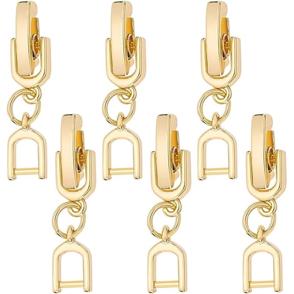 6Pcs 18K Real Gold Plated Brass Gold Fold Over Clasp Foldover Extension Clasp Watch Band Clasps for Bracelet Necklace Craft Jewelry Making Golden
