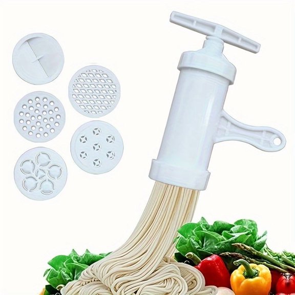 6Pcs/1Set, Manual Plastic Noodle Press, Kitchen Utensils, Noodle Maker with 5 Molds, Suitable for Home Use