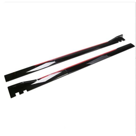 6Pcs 2.2m Glossy Black Red Car Side Skirts Lip Extension Panel Body Apron Kit US
