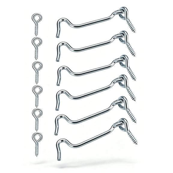 6Pcs 2.5 " Metal Cabin Hook Eye Latch Gate Door Swivel Window Door Hook with Mounting Screws
