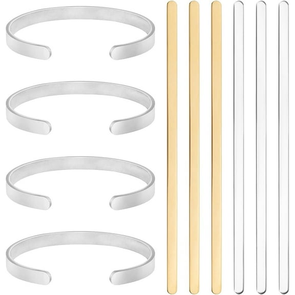 6Pcs 2 Colors Bracelet Stamping Blank Stainless Steel Bangle Blank Strips Metal Stamp Bracelets Making Kit for DIY Jewellery Making colorful