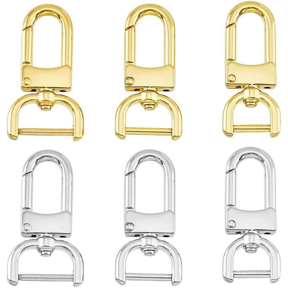 6Pcs 2 Colors Strong Hinge Swivel Clasps Zinc Alloy Trigger Snap Hooks Detachable Push Gate Trigger Buckles Keychain Clips Lanyard Snap Hooks for Bag Strap Hardware Replacement for DIY