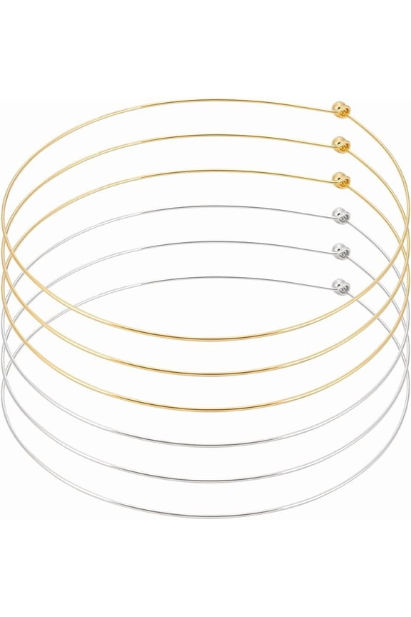 6Pcs 2 Colors Wire Wrap Collar Necklaces for Women 5.51 inch/14cm Choker Necklaces Metal Gold Open Choker Necklace Metal Plain Chocker Collar Necklace for DIY Necklace Jewelry Making
