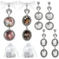 thumbnail image 1 of 6Pcs 2 Style 112mm 116mm Bouquet Photo Charm Memorial Bride Angel Pendant Oval Flat Round Bridal Charms with Ribbon and Gift Bags for Wedding Bridal Shower Party Decor Antique Silver, 1 of 6