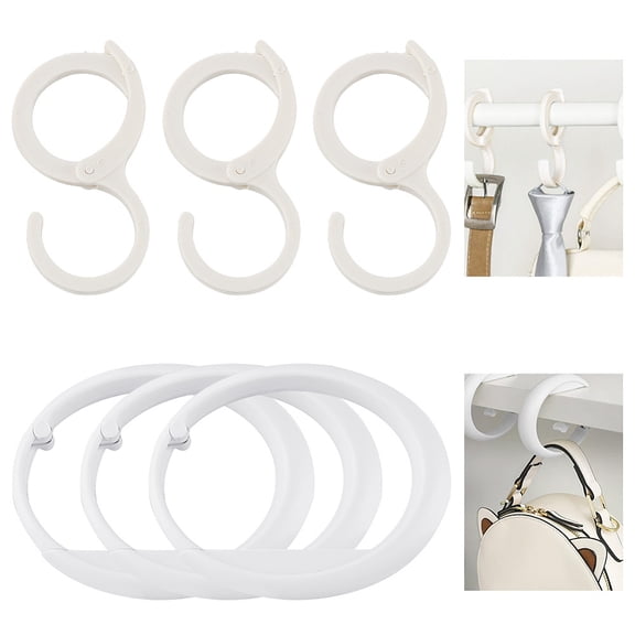6Pcs 2 Style Plastic Hook Hangers Anti Drop Rod Hook for Shower Room Kitchen White 98~103.5x57~84x10~20mm Inner Diameter: 37~84.5mm