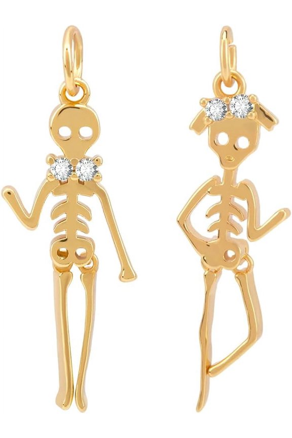 6Pcs 2 Styles Body Charms Enamel Human Charm 18K Gold Plated Cubic Zirconia Pendant Charm
