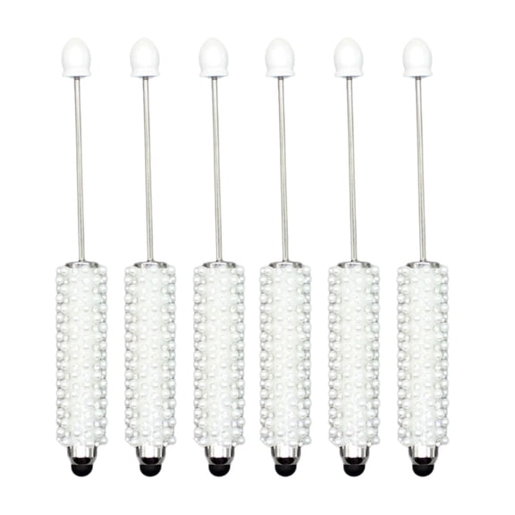 6Pcs 2-in-1 Stylus Ballpoint Pen Touching Screen Pen Beadable Ballpoint Pen 1.0mm Tip Quick Drying Smooth to Write