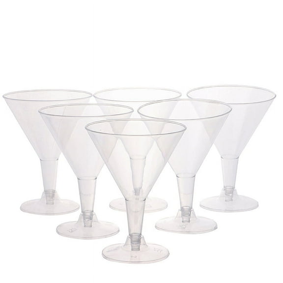 6Pcs 200ml Clear Plastic Martini Glasses Disposable Whiskey Cups Cocktail Cups for Party Bars
