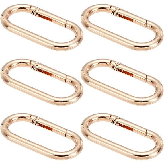 6Pcs 24.5mm Metal Spring Key Ring Buckle Golden Spring O Rings Clip Oval Carabiner Clips Snap Hooks Springs Gate Ring for Bag Purse Shoulder Strap Key Chains diy