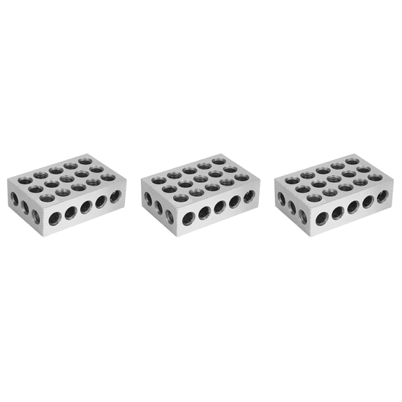6Pcs 25x50x75mm Hardened Steel Blocks 23 Holes Parallel Clamping Block Lathe Tools 0.005mm for Machine Tool,6 * Parallel Pad blocks,Silver