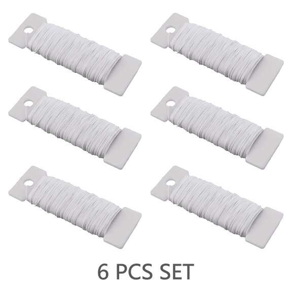 6Pcs 26 Gauge 0.45mm Silver Flexible Floral Paddle Wire 115Ft/Roll for Holiday Wreath Craft Flower Arranging Bouquet Wedding DIY
