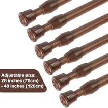 6Pcs 28 Inch-48 Inch (70cm-120cm) Brown Spring Tension Rod Clothes Rod No Perforation Curtain Rod Door Curtain Rod Adjustable Spring Rod Bathroom Home Decoration
