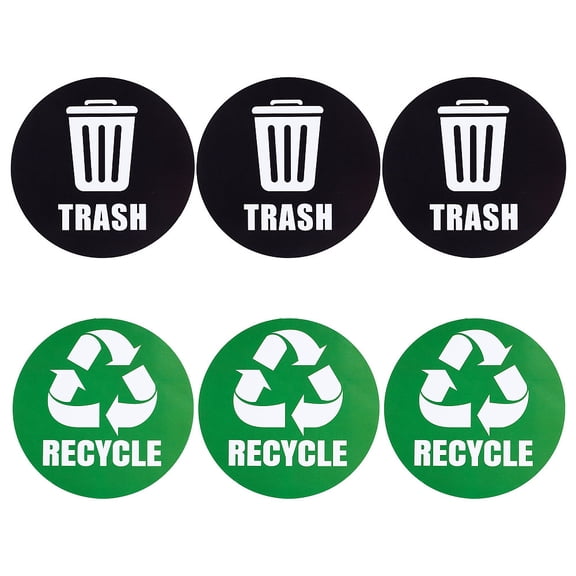 6Pcs 2Styles Recycle Sticker Trash Can Decal Industrial Warning Signs Garbage Containers and Recycle Bins Logo Symbol Waterproof Classification Decals