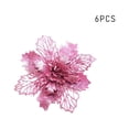 thumbnail image 1 of 6Pcs 2x2x0.8 inch Gold Glitter Poinsettia Artificial Flowers,Christmas Tree Decorations,Wedding Xmas New Year Wreath Ornaments, Pink, 1 of 4