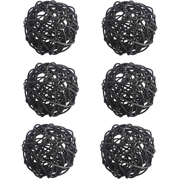 6Pcs 3.2 Inch Wicker Rattan Balls, Decorative Orbs Vase Fillers for Centerpiece Bowls, Wedding Party Table, Home Decor, Craft DIY, Pet Bird Toy, Natural Rattan Spheres (Black)