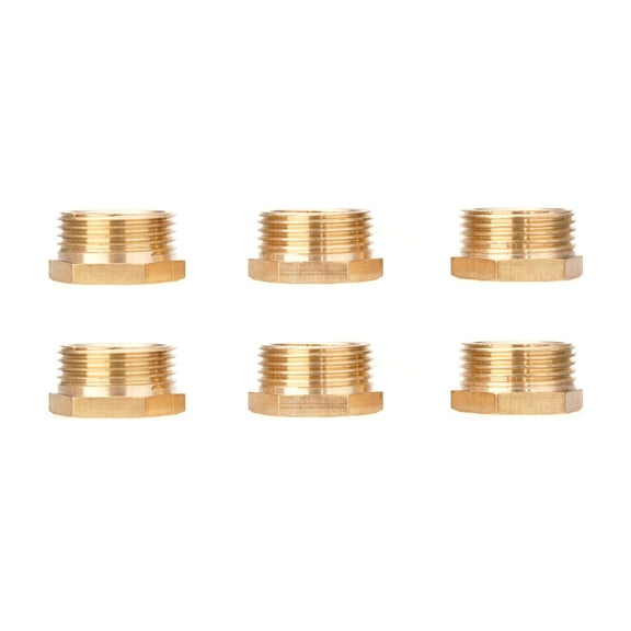 6Pcs 3/4 to 1/2 Reducer Brass Threaded Pipe Fitting Bushing Adapter Replacement Reducing Nipple Hoses Tube Atapter