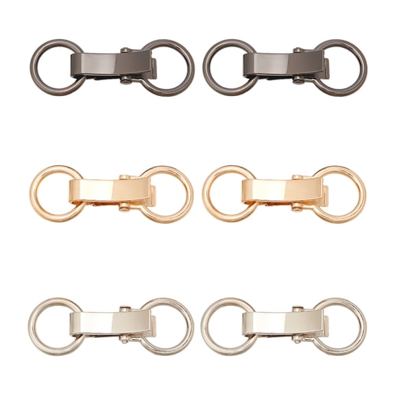 6Pcs 3 Colors Metal 8-Shape Clasp Fasteners Sew-On Toggles Closure Tab Closure Clip Holder Buckle Clasp Pin for making