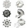 thumbnail image 1 of 6Pcs 3 Colors Rhinestone Buttons Cover Sleeve Buttons Cover Flower Buttons Cover Detachable Shirt Button Clips Buttons Jewelry, 1 of 9