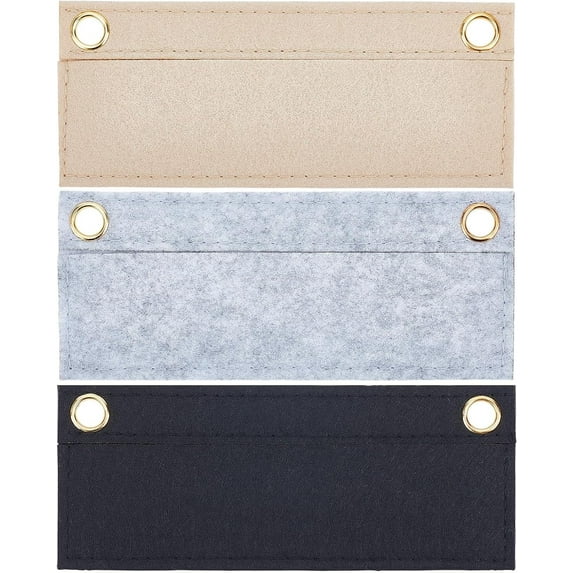 6Pcs 3 Colors Wool Felt Purse Organizer Insert Mini Envelope Handbag Shaper Premium Felt Bag Accessories with Iron Grommets Rectangle Mixed Color 7x17x0.3cm Hole: 9.5mm 2pcs/color