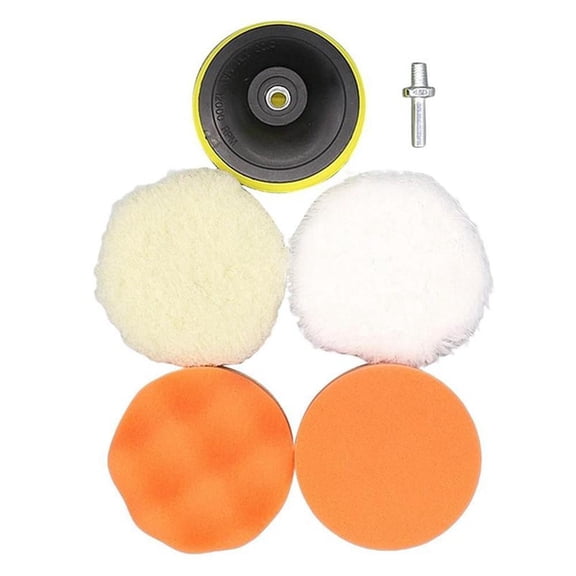 6Pcs 3-Inch Drill Polishing Pad Kit, Sponge Wool Mop Auto Buffer Polisher Discs with Backing Plate Adapter