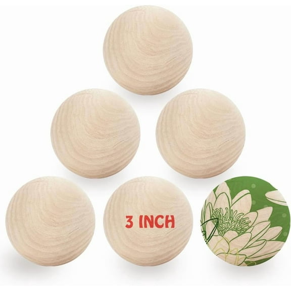 6Pcs 3 Inch Unfinished Wooden Balls Wooden Round Ball Craft Wood Balls Natural Round Hardwood Balls Wood Spheres