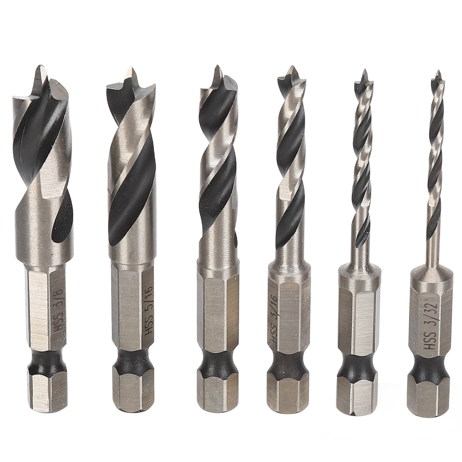 6Pcs 3 Point Drill Bit High Speed Steel Imperial Wood Drills Bits for