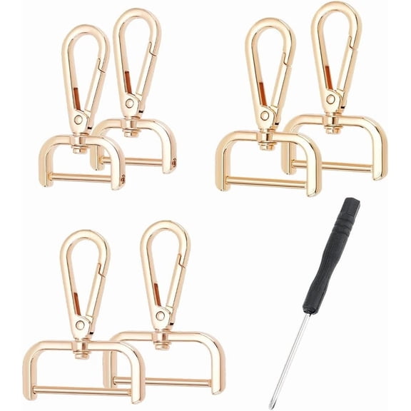 6Pcs 3 Sizes Gold Detachable Snap Hooks 25/32/38mm Alloy Swivel Clasp with Detachable Screw Bar Swivel Clasps Hook Snap Clasp Hook with Screwdriver for Bag Buckle Accessories Makings colorful