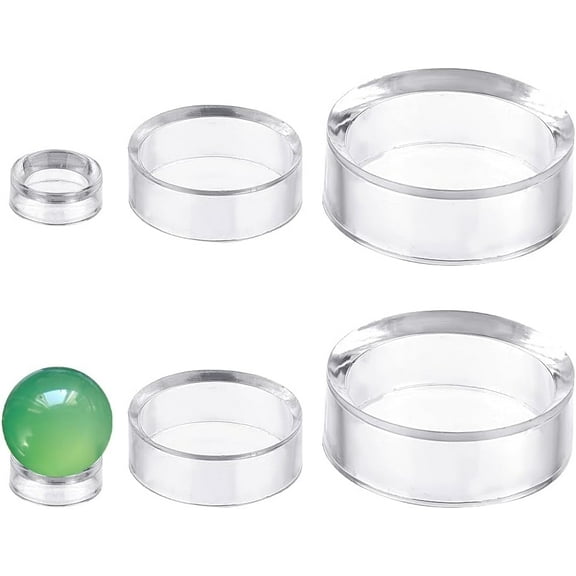 6Pcs 3 Style Round Acrylic Display Stand Baseball Stand Holder Rings Clear Sphere Holder for Golf Ball Softball Tennis Ball Spheres Marbles Mixed Color DIY