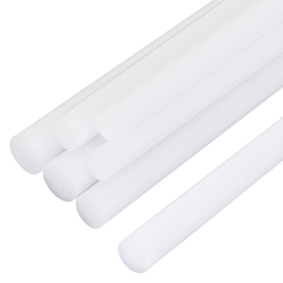 6Pcs 3 Style Round Plastic Sticks Acetal Bar Dowel Rod DIY Sand Table Building Mould Accessories White 300x8~12mm 2pcs/style for DIY