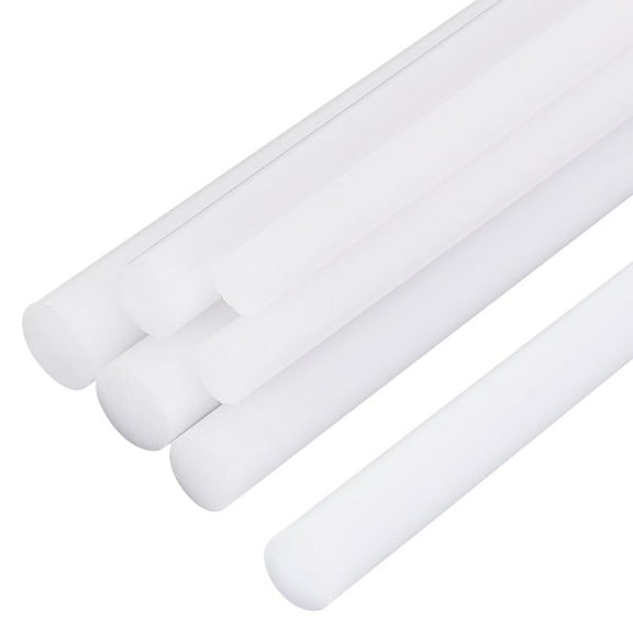 6Pcs 3 Style Round Plastic Sticks Acetal Bar Dowel Rod DIY Sand Table Building Mould Accessories White 300x8~12mm 2pcs/style