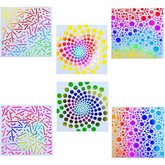 6Pcs 3 Styles 15x15cm Mandala Dotting Stencils Rock Painting Template Reusable Plastic Drawing Stencils for DIY Wood Walls Art Furniture Floor Tile Canvas Fabric Glass Stone Decor Crafts