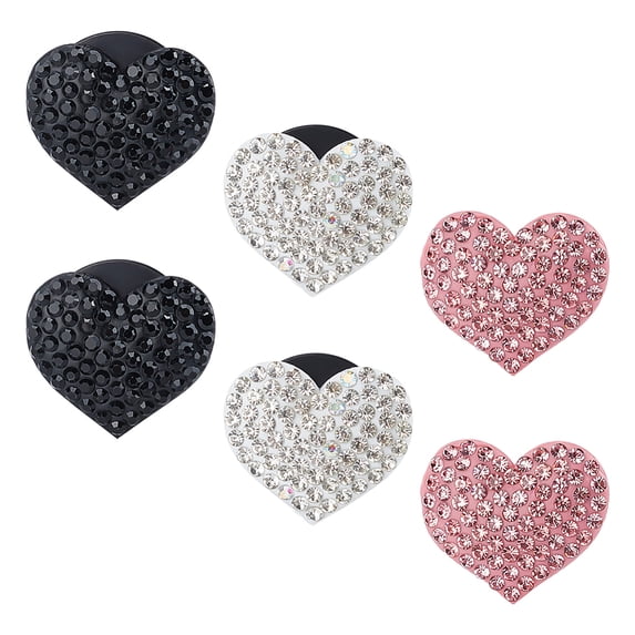 6Pcs 3 Styles Heart Plastic with Rhinestone Car Air Vent Clip Iron ...