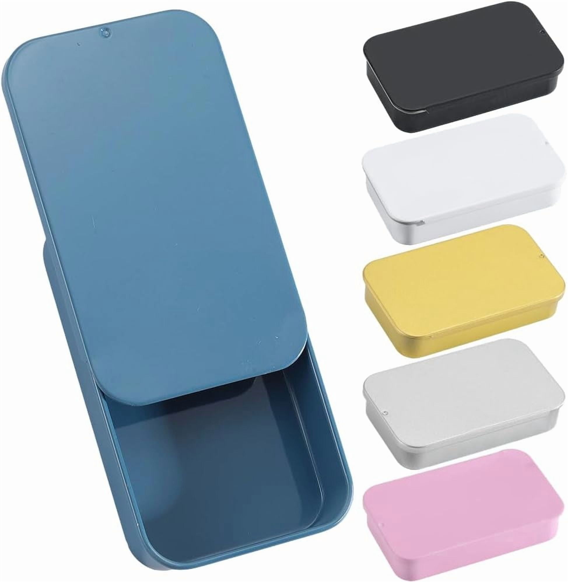 6Pcs 3 x 2 x 0.6 Inch Mini Slide Top Box Empty Tin Box Container ...