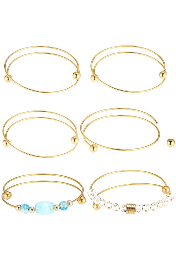 6Pcs 304 Stainless Steel Cuff Bangles Making Torque Bangles Ion Plating(IP) Golden 2-1/2 inch(6.5cm) for DIY