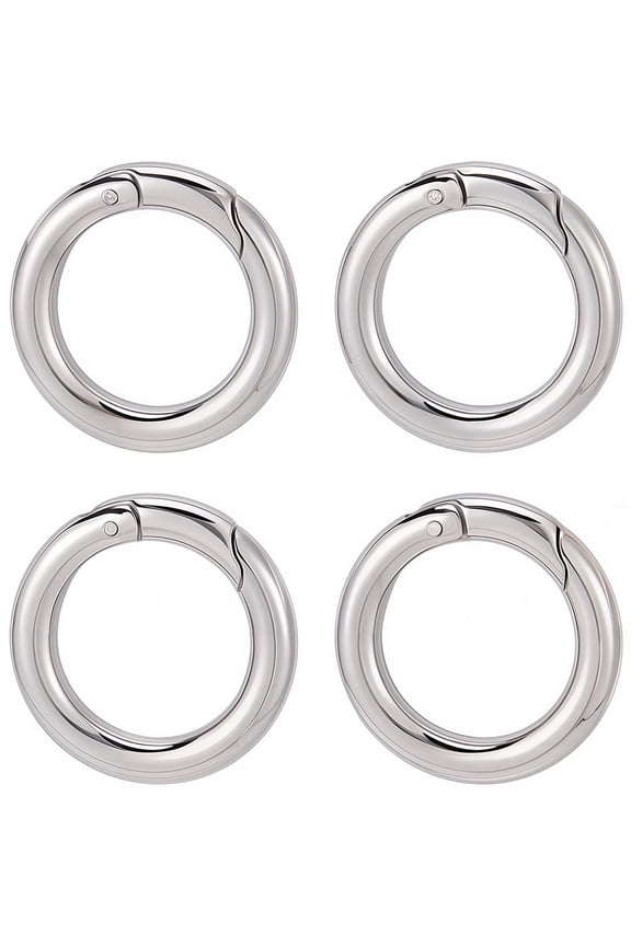 6Pcs 304 Stainless Steel Spring Gate Rings O Rings Stainless Steel Color 6 Gauge 24x4mm Inner Diameter: 16mm for DIY