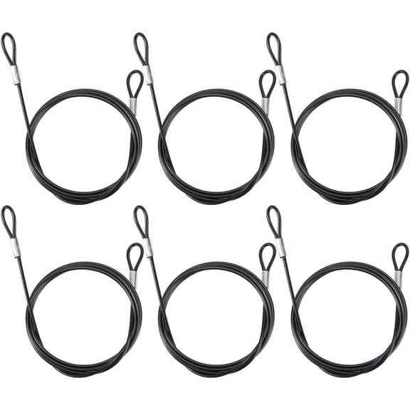 6Pcs 39.4 Inch Black Stainless Steel Wire Rope Lanyard Cable Metal Luggage Link Chain Cables Security Steel Coated Wire Rope with Plastic Coated for Outdoor Luggage Tags Lock 6pcs