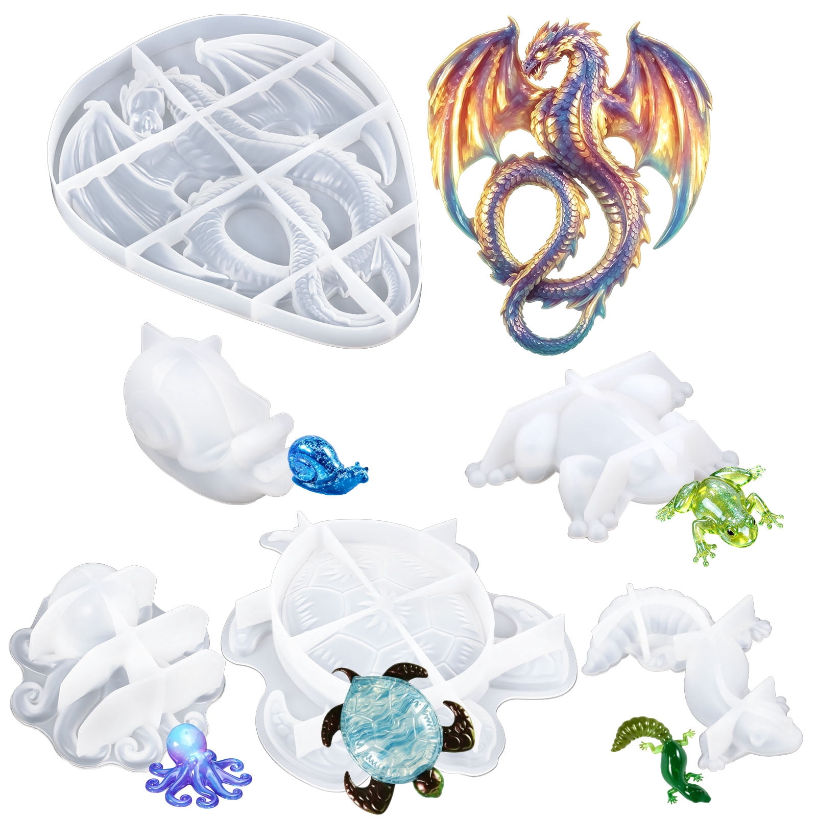 6Pcs 3D Turtle Shape Resin Molds, 3D Animal Silicone Molds for Epoxy Resin, Large Sea Turtle Marine Art Silicone Resin Molds for Craft, Ocean Theme Night Lights, Home Decor