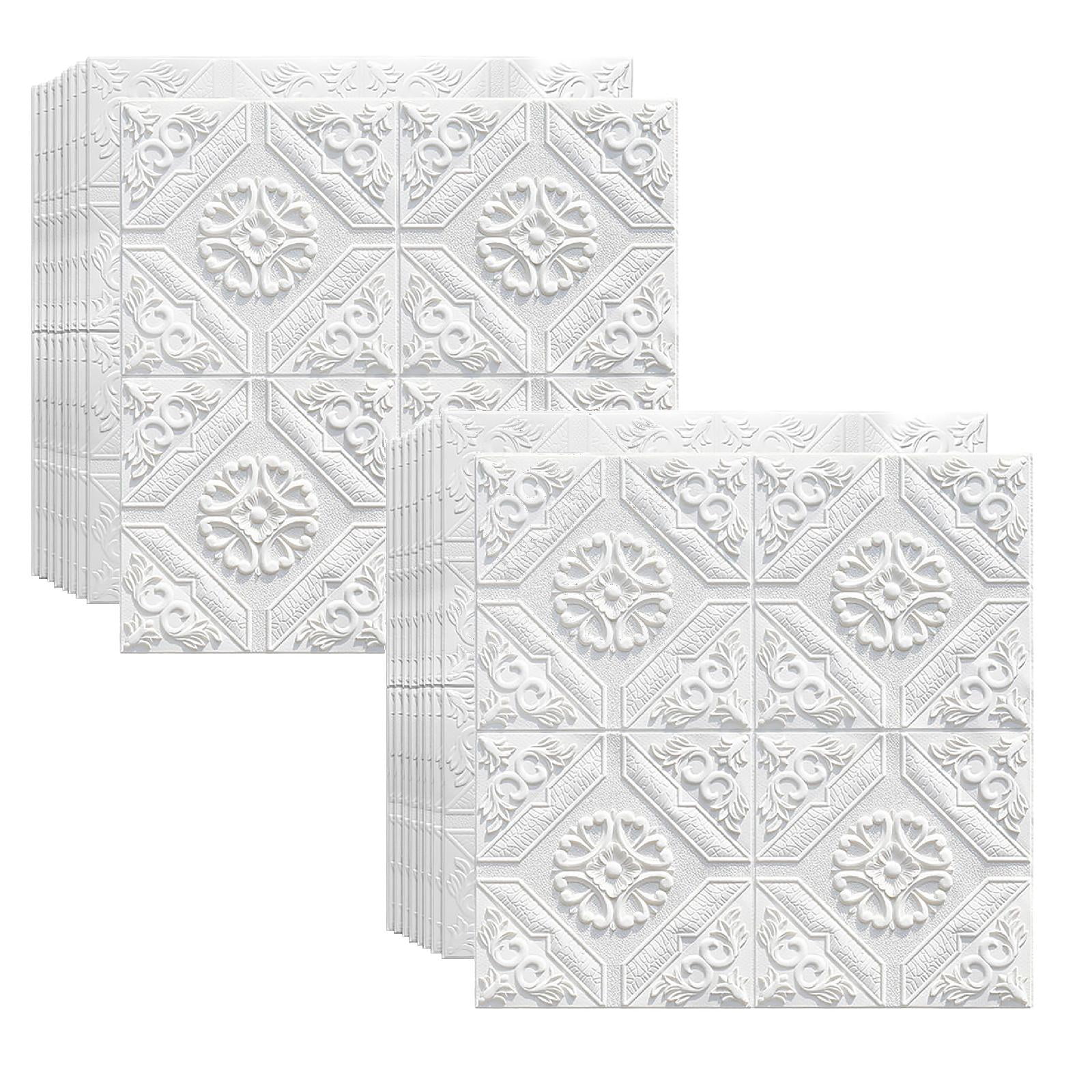 6Pcs 3D Wall Panels Peel and Stick, White Brick Printable 3D Wallpaper and Peel Self Adhesive Waterproof Foam Faux Brick Paneling for Bedroom, Bathroom, Kitchen, Fireplace 27"
