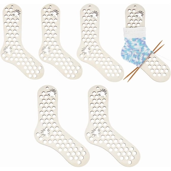 6Pcs 3Size Wooden Sock Blockers Honeycomb Knitting Sock Ruler Stocking Blockers Socking Stretchers for Knitting Christmas