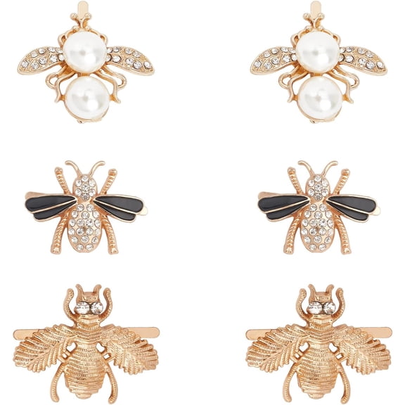 6 Set Bag Decorative Buckle Clip 3 Styles Bee Shape Metal Purse Decoration Clasp Buckle Shoes Sweater Pearl Button for Leather Belt Crafts Clothes Wedding Dress DIY Project DIY