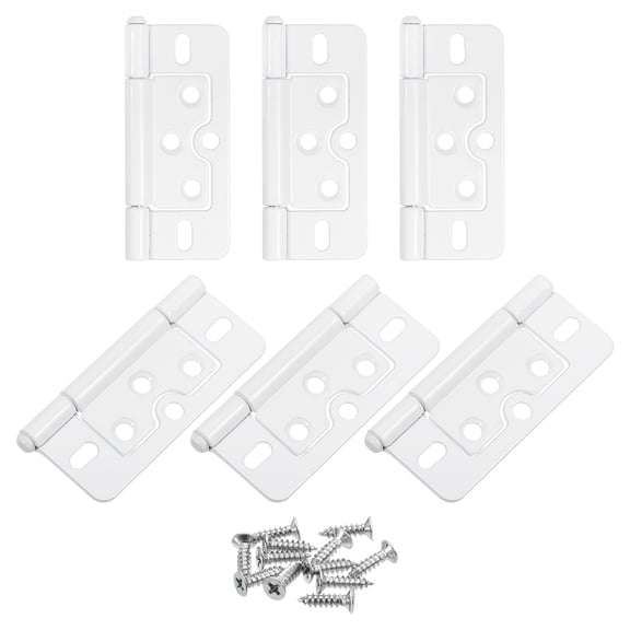 6Pcs 3x1.4 Inch Door Hinges Non-Mortise No Noise Plating, White