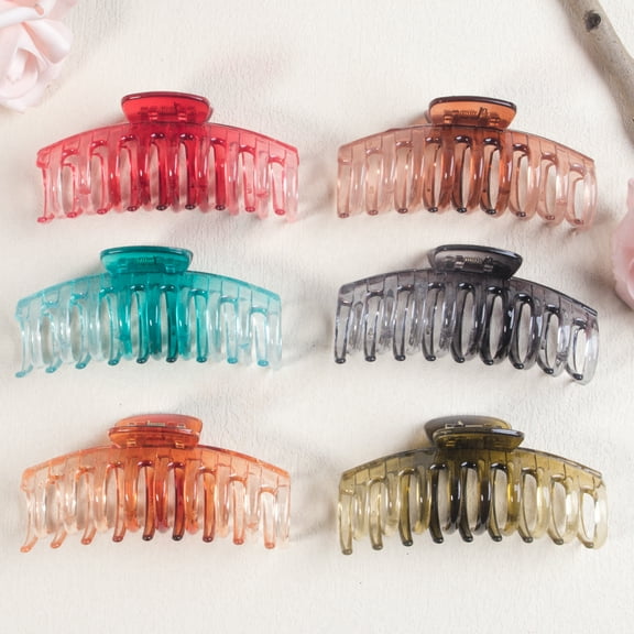 6Pcs 4.3 Inch Medium Large Claw Clips For Thick Hair, Big Hair Clip For Thin Hair, Girls' Hair Clips Claw, Neutral Hair Clips for Women, Matte Square Hair Claws Clips For Hair