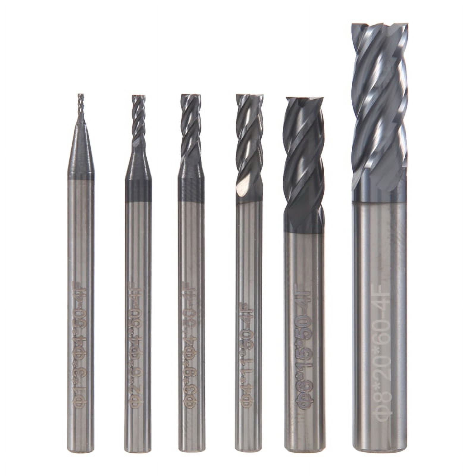 6Pcs 4 End Mills Set for Steels Square CNC Carbide Milling Cutter Spiral Router Bits Dia(1 2 3 4 6 8mm)