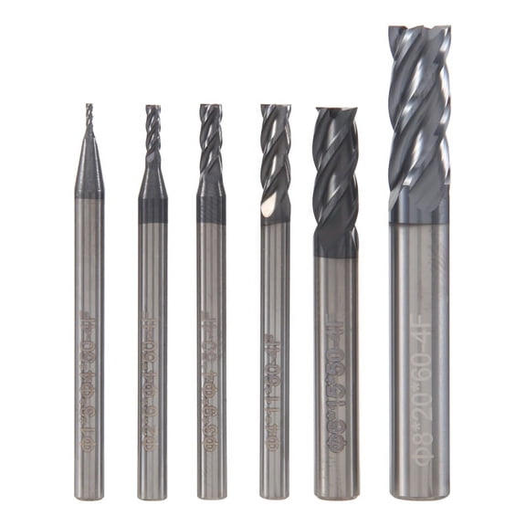 6Pcs 4 End Mills Set for Steels Square CNC Carbide Milling Cutter Spiral Router Bits Dia(1 2 3 4 6 8mm)