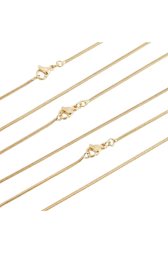 6Pcs 45CM 18 Inch Serpentine Chains 18k Gold Plated Fine Cable Curb End Necklace Snake Chains Bulk with Lobster Clasps for Jewelry Making Gold