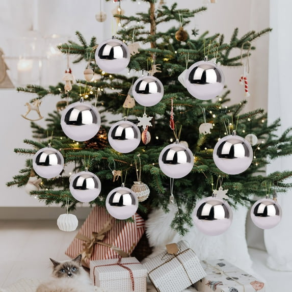 6Pcs 4CM Plated Christmas Ball Ornaments Set, Metallic Shiny Hanging Decor, Festive Baubles for Xmas Tree & Window Decoration