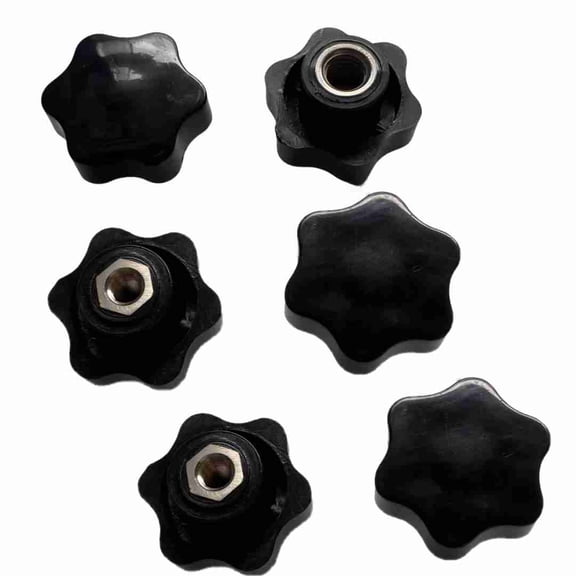 6Pcs 5/16"-18 Threaded Knob Nut, 5 Star Shaped Female Thread Knob, Plastic Star Knobs Screw-On Clamping Knobs for Tool, Machinery & Equipment (5/16"-18, Black)