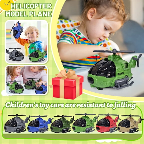 6Pcs 5.7" Simulation Helicopter Model with Spinning, Manual Power-up Drive, Helicopter Desktop Ornament, Great Gifts for Birthday