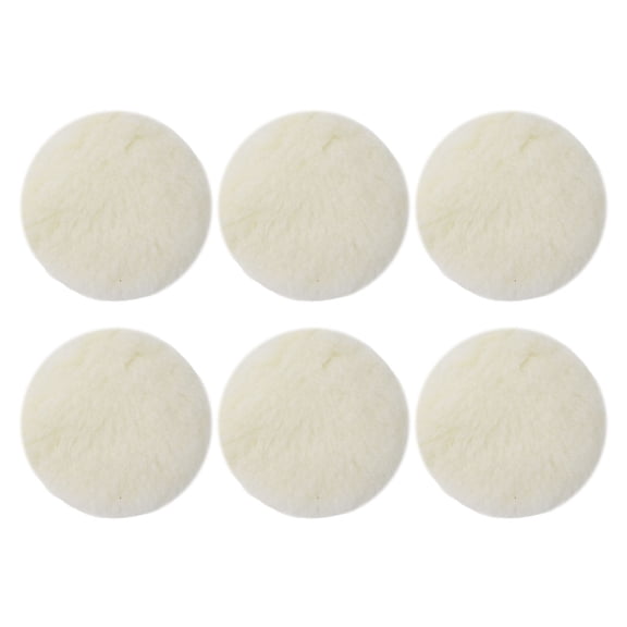 6Pcs 5 Inch Wool Bonnet Buffing Wheel Pads for Car Polisher, Pre-Washed Lamb Wool Polishing Pad for Auto Marine Aerospace Coatings, Removes Scratches